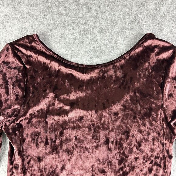 Levis Bodega Top Women L Brown Velvet Velour Slim Effortless Y2K Long Sleeve NEW - Picture 7 of 16